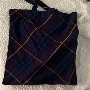 Burberry Purple and Blue Plaid Tote